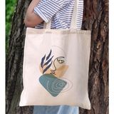 Bk Gift Modern Art Tasarımlı Kanvas Bez Çanta, Baskılı Omuz Çantası, Alışveriş Çantası, Plaj Çantası, Arkadaşa Hediye-3 - Desenli