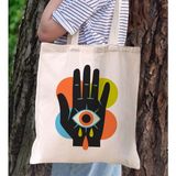 Bk Gift Modern Art Tasarımlı Kanvas Bez Çanta, Baskılı Omuz Çantası, Alışveriş Çantası, Plaj Çantası, Arkadaşa Hediye-4 - Desenli