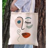 Bk Gift Modern Art Tasarımlı Kanvas Bez Çanta, Baskılı Omuz Çantası, Alışveriş Çantası, Plaj Çantası, Arkadaşa Hediye-5 - Desenli