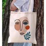 Bk Gift Modern Art Tasarımlı Kanvas Bez Çanta, Baskılı Omuz Çantası, Alışveriş Çantası, Plaj Çantası, Arkadaşa Hediye-6 - Desenli