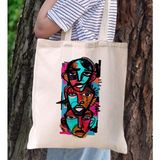Bk Gift Modern Art Tasarımlı Kanvas Bez Çanta, Baskılı Omuz Çantası, Alışveriş Çantası, Plaj Çantası, Arkadaşa Hediye-7 - Desenli