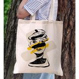 Bk Gift Modern Art Tasarımlı Kanvas Bez Çanta, Baskılı Omuz Çantası, Alışveriş Çantası, Plaj Çantası, Arkadaşa Hediye-9 - Desenli
