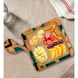 Bk Gift Modern Art Tasarımlı Kare Şeklinde Doğal Ahşap Servis ve Sunum Tabağı Model 14 - 1 Adet