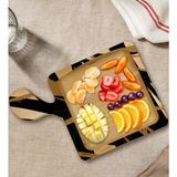 Bk Gift Modern Art Tasarımlı Kare Şeklinde Doğal Ahşap Servis ve Sunum Tabağı Model 16 - 1 Adet