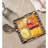 Bk Gift Modern Art Tasarımlı Kare Şeklinde Doğal Ahşap Servis ve Sunum Tabağı Model 18 - 1 Adet