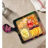 Bk Gift Modern Art Tasarımlı Kare Şeklinde Doğal Ahşap Servis ve Sunum Tabağı Model 20 - 1 Adet