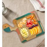 Bk Gift Modern Art Tasarımlı Kare Şeklinde Doğal Ahşap Servis ve Sunum Tabağı Model 9 - 1 Adet