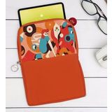 BK Gift Modern Soyut Tasarımlı Taşınabilir Koruyucu Tablet Kılıfı & Organizer Çanta - Turuncu-6