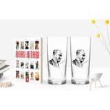 Bk Gift Renkli Baskılı Atatürk Temalı Ikili Rakı Bardağı ve Rakı Cep Kitabı Hediye Seti-10