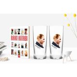 Bk Gift Renkli Baskılı Atatürk Temalı Ikili Rakı Bardağı ve Rakı Cep Kitabı Hediye Seti-11