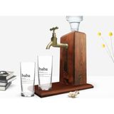 Bk Gift Renkli Baskılı Baba Tasarımlı Ikili Rakı Bardağı ve Ahşap Rakı Standı Hediye Seti-1