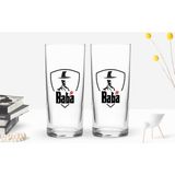 Bk Gift Renkli Baskılı Godfather Baba Tasarımlı Ikili Rakı Bardağı Seti-15