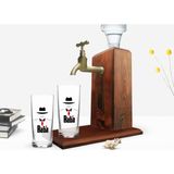 Bk Gift Renkli Baskılı Godfather Baba Tasarımlı Ikili Rakı Bardağı ve Ahşap Rakı Standı Hediye Seti-17