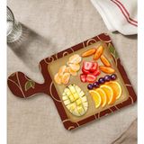 Bk Gift Retro Motif Tasarımlı Kare Şeklinde Doğal Ahşap Servis ve Sunum Tabağı Model 1 - 1 Adet