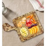 Bk Gift Retro Motif Tasarımlı Kare Şeklinde Doğal Ahşap Servis ve Sunum Tabağı Model 3 - 1 Adet