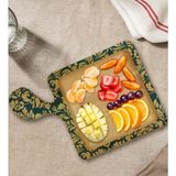 Bk Gift Retro Motif Tasarımlı Kare Şeklinde Doğal Ahşap Servis ve Sunum Tabağı Model 8 - 1 Adet