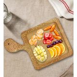 Bk Gift Retro Motif Tasarımlı Kare Şeklinde Doğal Ahşap Servis ve Sunum Tabağı Model 9 - 1 Adet
