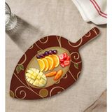 Bk Gift Retro Motif Tasarımlı Yaprak Şeklinde Doğal Ahşap Servis ve Sunum Tabağı Model 1 - 1 Adet
