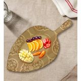 Bk Gift Retro Motif Tasarımlı Yaprak Şeklinde Doğal Ahşap Servis ve Sunum Tabağı Model 16 - 1 Adet