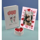 Bk Gift Sevgililere Özel Beyaz Defter Dekoratif Çerçeve ve Kalp Taş Obje Kokulu Mum Hediye Seti-2, Sevgiliye Hediye, Sevgililer Günü