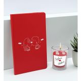 Bk Gift Sevgililere Özel Isimli Kırmızı Defter ve Cam Bardakta Kalp Figürlü Kokulu Mum Hediye Seti-5, Sevgiliye Hediye, Sevgililer Günü