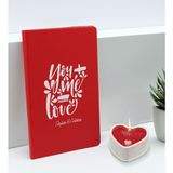 Bk Gift Sevgililere Özel Isimli Kırmızı Defter ve Kalp Taş Obje Kokulu Mum Hediye Seti-12, Sevgiliye Hediye, Sevgililer Günü