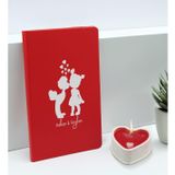 Bk Gift Sevgililere Özel Isimli Kırmızı Defter ve Kalp Taş Obje Kokulu Mum Hediye Seti-13, Sevgiliye Hediye, Sevgililer Günü