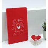 Bk Gift Sevgililere Özel Isimli Kırmızı Defter ve Kalp Taş Obje Kokulu Mum Hediye Seti-3, Sevgiliye Hediye, Sevgililer Günü