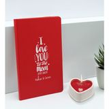 Bk Gift Sevgililere Özel Isimli Kırmızı Defter ve Kalp Taş Obje Kokulu Mum Hediye Seti-4, Sevgiliye Hediye, Sevgililer Günü