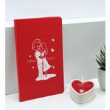 Bk Gift Sevgililere Özel Isimli Kırmızı Defter ve Kalp Taş Obje Kokulu Mum Hediye Seti-7, Sevgiliye Hediye, Sevgililer Günü