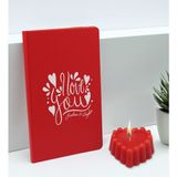 Bk Gift Sevgililere Özel Isimli Kırmızı Defter ve Kokulu Kalp Mum Hediye Seti-10, Sevgiliye Hediye, Sevgililer Günü
