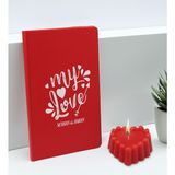 Bk Gift Sevgililere Özel Isimli Kırmızı Defter ve Kokulu Kalp Mum Hediye Seti-11, Sevgiliye Hediye, Sevgililer Günü