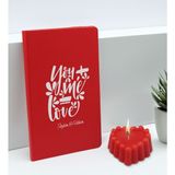 Bk Gift Sevgililere Özel Isimli Kırmızı Defter ve Kokulu Kalp Mum Hediye Seti-12, Sevgiliye Hediye, Sevgililer Günü