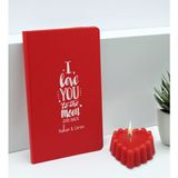Bk Gift Sevgililere Özel Isimli Kırmızı Defter ve Kokulu Kalp Mum Hediye Seti-4, Sevgiliye Hediye, Sevgililer Günü