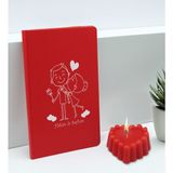 Bk Gift Sevgililere Özel Isimli Kırmızı Defter ve Kokulu Kalp Mum Hediye Seti-6, Sevgiliye Hediye, Sevgililer Günü