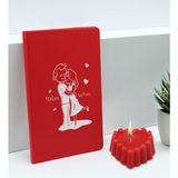 Bk Gift Sevgililere Özel Isimli Kırmızı Defter ve Kokulu Kalp Mum Hediye Seti-7, Sevgiliye Hediye, Sevgililer Günü
