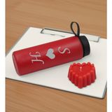 Bk Gift Sevgiliye Özel Baş Harfli Kırmızı Cam Matara ve Kokulu Kalp Mum Hediye Seti-2, Sevgiliye Hediye, Sevgililer Günü