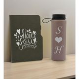 Bk Gift Sevgiliye Özel Isimli Gri Termo Defter ve Gri Cam Matara Hediye Seti-8, Sevgiliye Hediye, Sevgililer Günü, Yeni Iş Hediyesi