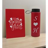 Bk Gift Sevgiliye Özel Isimli Kırmızı Defter ve Cam Matara Hediye Seti-9, Sevgiliye Hediye, Sevgililer Günü, Yeni iş hediyesi