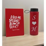 Bk Gift Sevgiliye Özel Isimli Kırmızı Defter ve Cam Matara Seti 10