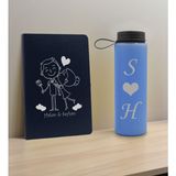 Bk Gift Sevgiliye Özel Isimli Lacivert Defter ve Mavi Cam Matara Hediye Seti-4, Sevgiliye Hediye, Sevgililer Günü, Yeni Iş Hediyesi