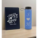 Bk Gift Sevgiliye Özel Isimli Lacivert Defter ve Mavi Cam Matara Hediye Seti-9, Sevgiliye Hediye, Sevgililer Günü, Yeni Iş Hediyesi