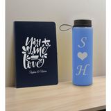 Bk Gift Sevgiliye Özel Isimli Lacivert Defter ve Mavi Cam Matara Seti 10