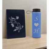 Bk Gift Sevgiliye Özel Isimli Lacivert Defter ve Mavi Cam Matara Seti 6