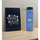 Bk Gift Sevgiliye Özel Isimli Lacivert Defter ve Mavi Cam Matara Seti 8