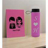 Bk Gift Sevgiliye Özel Isimli Pembe Defter ve Cam Matara Hediye Seti-1, Sevgiliye Hediye, Sevgililer Günü, Yeni iş hediyesi