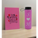 Bk Gift Sevgiliye Özel Isimli Pembe Defter ve Cam Matara Hediye Seti-13, Sevgiliye Hediye, Sevgililer Günü, Yeni iş hediyesi