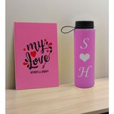 Bk Gift Sevgiliye Özel Isimli Pembe Defter ve Cam Matara Hediye Seti-14, Sevgiliye Hediye, Sevgililer Günü, Yeni iş hediyesi