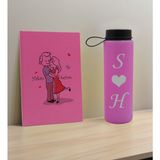 Bk Gift Sevgiliye Özel Isimli Pembe Defter ve Cam Matara Seti 10