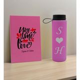 Bk Gift Sevgiliye Özel Isimli Pembe Defter ve Cam Matara Seti 15